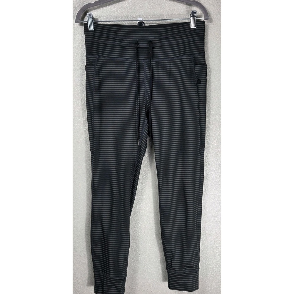 Halara 7/8 Jogger Leggings Large Gray Striped Athletic Yoga Pants Pockets